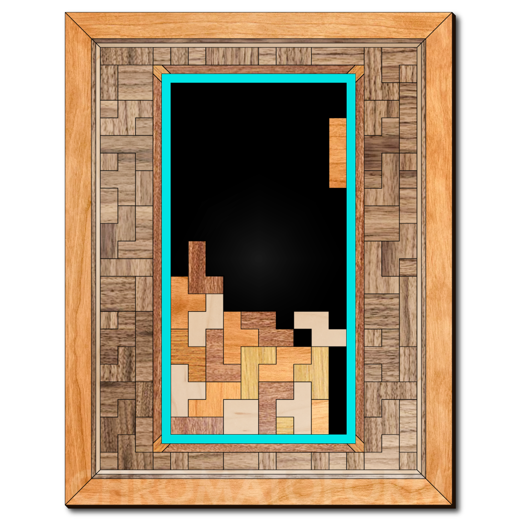 "Blocked" - 11"x14" Wood & Acrylic Marquetry