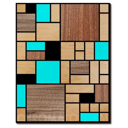 "Neoplasticism #1" - 11"x14" Wood & Acrylic Marquetry