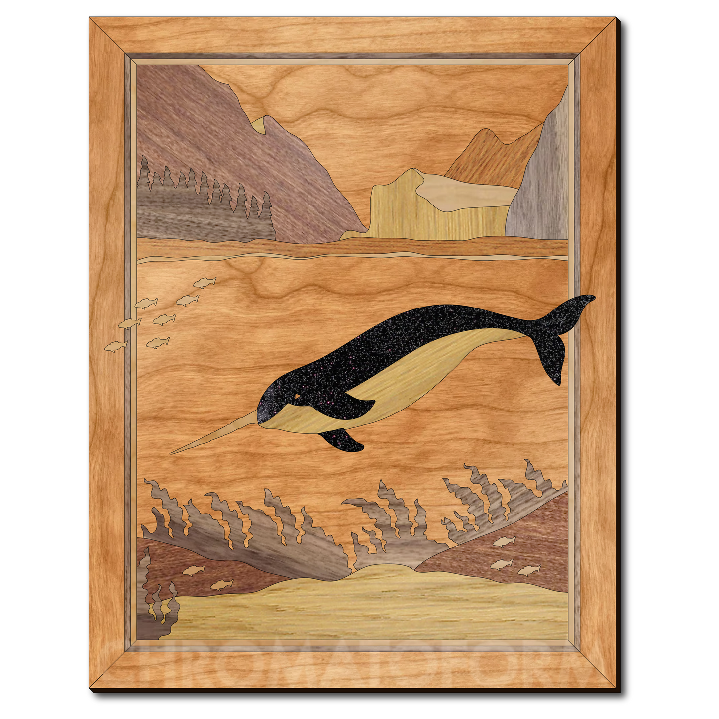 "The 'Whal" - 11"x14" Wood & Acrylic Marquetry